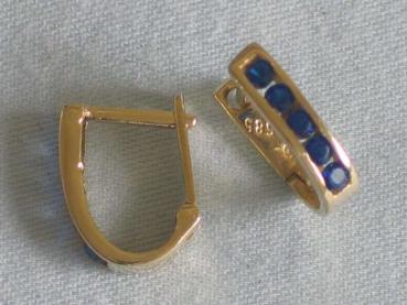 Ohrstecker 585er Gold mit je 5 blauen Tansaniten, Gewicht: 2,5g