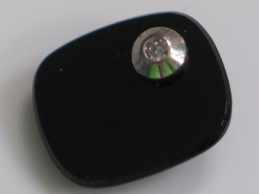 Onyx Platte mit Diamant 0.03 ct. in Weißgoldfassung, Randfacette, Gewicht: 1,38 g