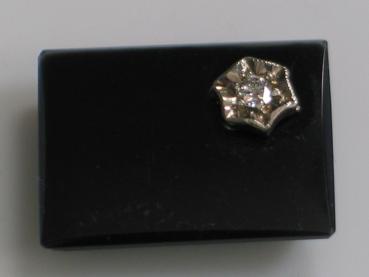 Onyx Platte mit Diamant 0.03 ct. in Weißgoldfassung, Randfacette, Gewicht: 1,57 g