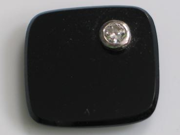 Onyx Platte mit Diamant 0.05 ct. in Weißgoldfassung, Randfacette, Gewicht: 1,99 g