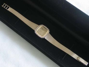 Vintage Bulova Brillantuhr aus 585er Weißgold mit 34 Diamanten, Länge 17,7 cm, Gewicht: 30,2g