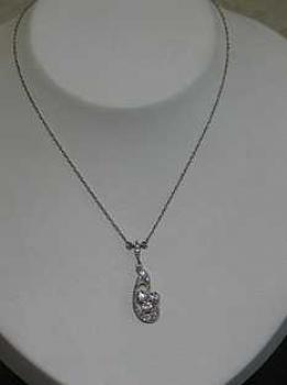 Art Deco: Collier mit 26 Diamanten, Weissgold 585 + 750, Länge 49,5 cm