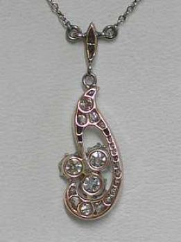 Preview: Art Deco: Collier mit 26 Diamanten, Weissgold 585 + 750, Länge 49,5 cm