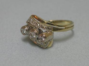 Eleganter Diamantring aus 585er Gelb und Weißgold, Größe 62, Gewicht: 6,0g