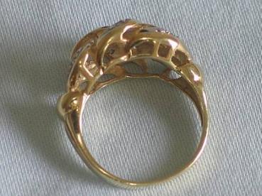 Damenring aus 585er Gold mit 8 kleinen Diamanten 0.08 ct., Größe 51, Gewicht: 4,7g