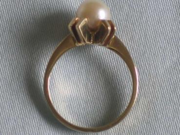 Perlenring aus 585er Gelbgold, Größe 54, Gewicht: 4,3g