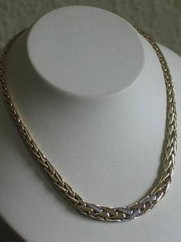 Flechtcollier / Halskette 585er Gold mit Diamanten 0.25 ct. , Länge 41,7 cm, Gewicht: 39,7g