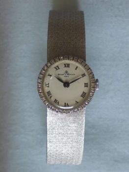 Diamantuhr Baume & Mercier aus 750er Weißgold mit Diamantlünette, Länge 16,5 cm