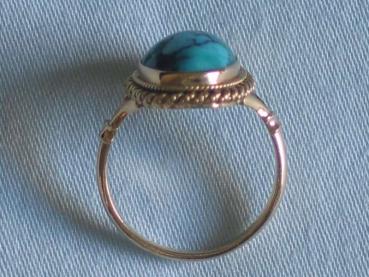 Antikschmuck: Ring mit Türkis 750er Gold, um 1930, Größe 53, Gewicht: 4,6g