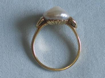 Preview: Barockperlenring mit Diamanten 0.30 ct. aus 750er Gold, Größe 63, Gewicht: 6,2g