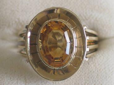 Prächtiger Ring aus 585er Gelbgold mit Citrin, Größe 62, Gewicht: 5,0g