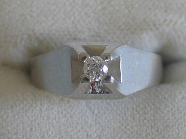 Brillantsolitär (0.18 ct.) aus 585er Weissgold, Größe 56, Gewicht: 3,8g