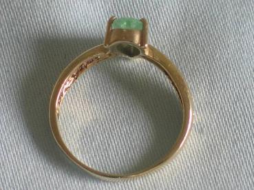 Smaragd- Diamantring, 585 Gold, Größe 56, Gewicht: 2,7g