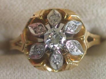 Brillantring aus 750er Gelbgold mit 0.50 ct., Größe 57, Gewicht: 5,3g