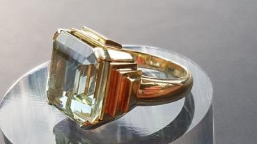 Vintage: Aquamarin Ring im Emeraldschliff, 585er Gold, Größe 53, Gewicht: 15,7g