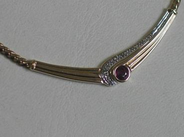 Preview: Rubin-Diamantcollier aus 585er Gold, Länge 41,2 cm, Gewicht: 7,7g