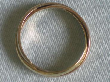 Preview: Tricolor Diamantring mit 8 Diamanten (0.08 ct.) 585er Gold, Größe 49, Gewicht: 2,4g