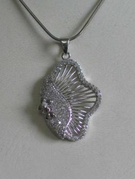 Neuware Schmuckset: Halskette und Anhänger mit Zirkonia, 925 Sterlingsilber, Länge 40,5 cm