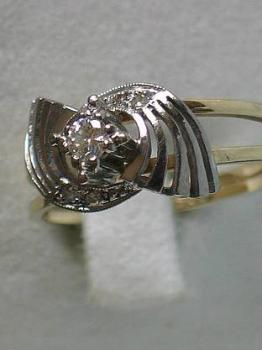 Preview: Diamantring 0.18 ct. im Art Deco Stil, 585er Gold, Größe 58, Gewicht: 4,0g