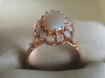 Preview: Heller Opalring, 585 Rotgold, Größe 57, Gewicht: 3,6g, Hauptstein: Vollopal