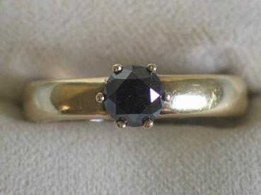 Black Diamond Diamantsolitär mit 1.03 Carat aus 585er Gelbgold, Größe 60, Gewicht: 5,6g