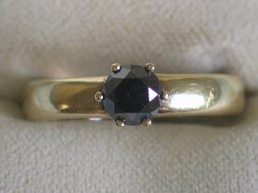 Preview: Black Diamond Diamantsolitär mit 1.03 Carat aus 585er Gelbgold, Größe 60, Gewicht: 5,6g
