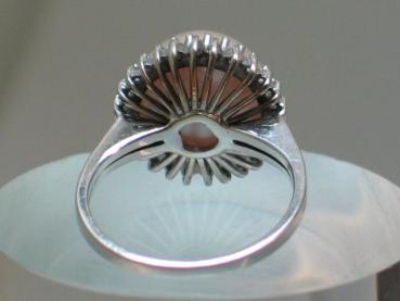 Preview: Ring aus 585er Weißgold mit silberfarbender Halbperle, Diamanten 0,26 ct., Größe 58, Gewicht: 5,7g