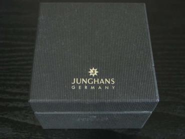Junghans Armbanduhr 585 Gold mit cognacfarbenem Lederarmband in Originalbox, Unisex Gewicht: 27,7 Gramm
