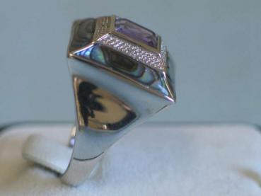 Ring aus 925er Sterlingsilber mit Schmuckstein, Größe 66 Gewicht: ca. 10,9 Gramm