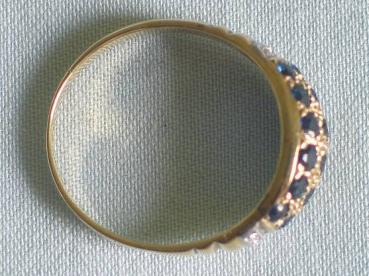 Preview: Saphir- Diamantring 0.06 ct. aus 585er Gold, Größe 56, Gewicht: 3,1g