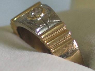 Diamantring mit 0.15 ct. aus 750er Gelb und Weißgold, Größe 54, Gewicht: 5,7g