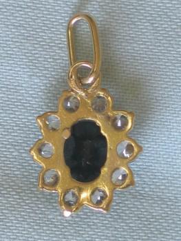 Preview: Anhänger aus 750er Gelbgold mit Zirkonia und Schmuckstein, Gewicht: 1,4g