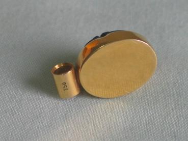 Preview: Anhänger aus 750er Gelbgold mit Skarabäus aus Holz, Gewicht: 4,1g