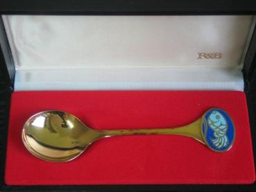 Robbe & Berking Jahreslöffel, groß, "Fisch 1974" aus 925er Sterlingsilber, Gewicht: 56,3g