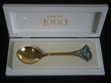 Robbe & Berking Jahreslöffel, groß, "Vögel 1990" aus 925er Sterlingsilber, Gewicht: 64,0g
