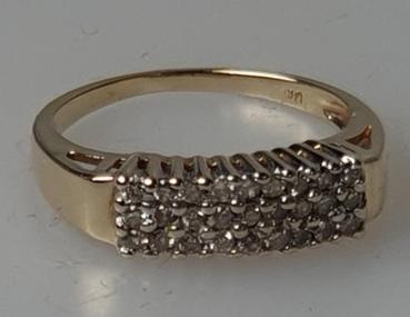 Diamantring mit 0.54 ct., 585er Gold mit 27 Diamanten, Größe 48, Gewicht: 2,5g