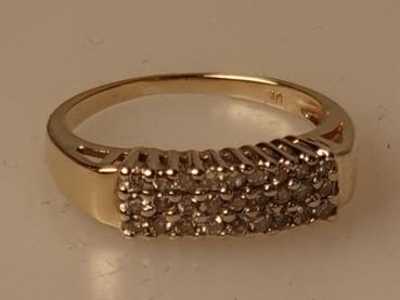 Preview: Diamantring mit 0.54 ct., 585er Gold mit 27 Diamanten, Größe 48, Gewicht: 2,5g