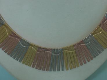 Tricolor Cleopatra Collier, 925er Sterlingsilber, vergoldet, Länge 45 cm, Gewicht: 46,3g