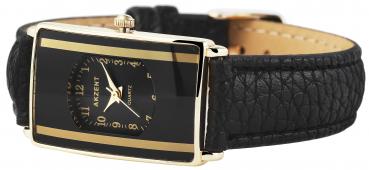Akzent Damenuhr mit Kunstlederband, schwarz