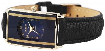 Akzent Damenuhr mit Kunstlederband, dunkelblau