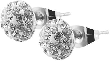 Akzent Edelstahl Ohrstecker mit Kristallsteinen, silberfarbig