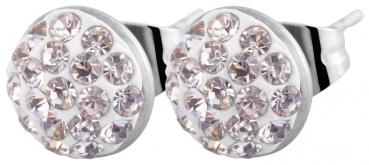 Akzent Edelstahl Ohrstecker mit Kristallsteinen, silberfarbig