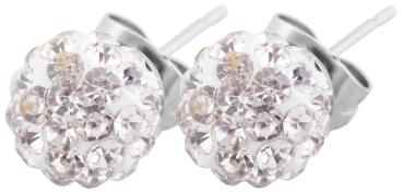 Akzent Edelstahl Ohrstecker Kugel mit Schmucksteinen, Durchmesser 8 mm