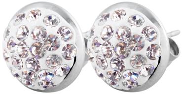 Akzent Edelstahl Ohrstecker Halbkugel mit Kristallsteinen, Durchmesser 8 mm