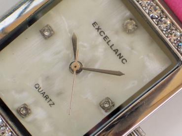 Excellanc Damenuhr mit Band aus Kunstleder, rechteckig