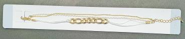 Modisches Armband aus Textil und Metall, goldfarbig/weiss, mit Karabinerverschluss