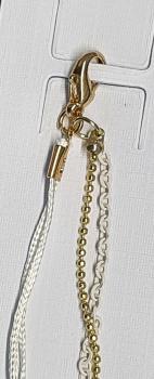 Preview: Modisches Armband aus Textil und Metall, goldfarbig/weiss, mit Karabinerverschluss