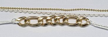 Preview: Modisches Armband aus Textil und Metall, goldfarbig/weiss, mit Karabinerverschluss