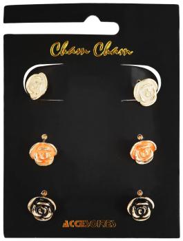 JZ10 Cham Cham Ohrstecker, Goldfarbig/Mehrfarbig, VE 3 Stück