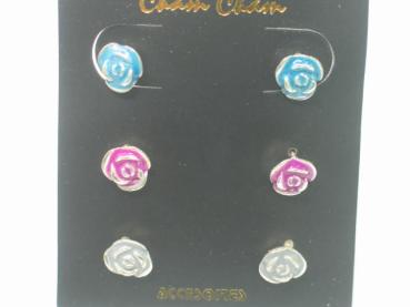 JZ11 Cham Cham Ohrstecker, Silberfarbig/Mehrfarbig, VE 3 Stück